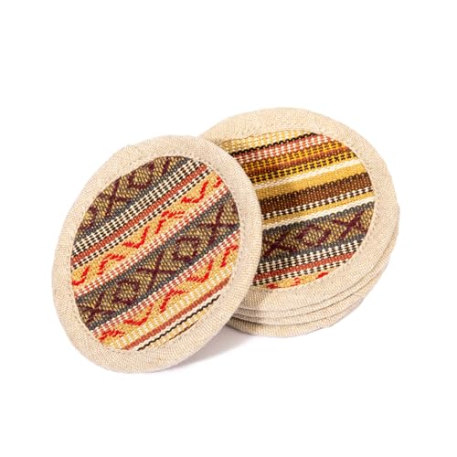 Runde Hanfuntersetzer – Tischuntersetzer – Untersetzer-Pads für Getränke – hitzebeständig, dick & langlebig handgefertigt in Nepal – 5er-Set von Freakmandu Collections