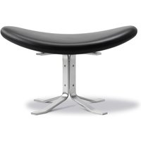 Fredericia - Corona Ottoman, Chrom matt / Leder schwarz (Omni 301) von Fredericia