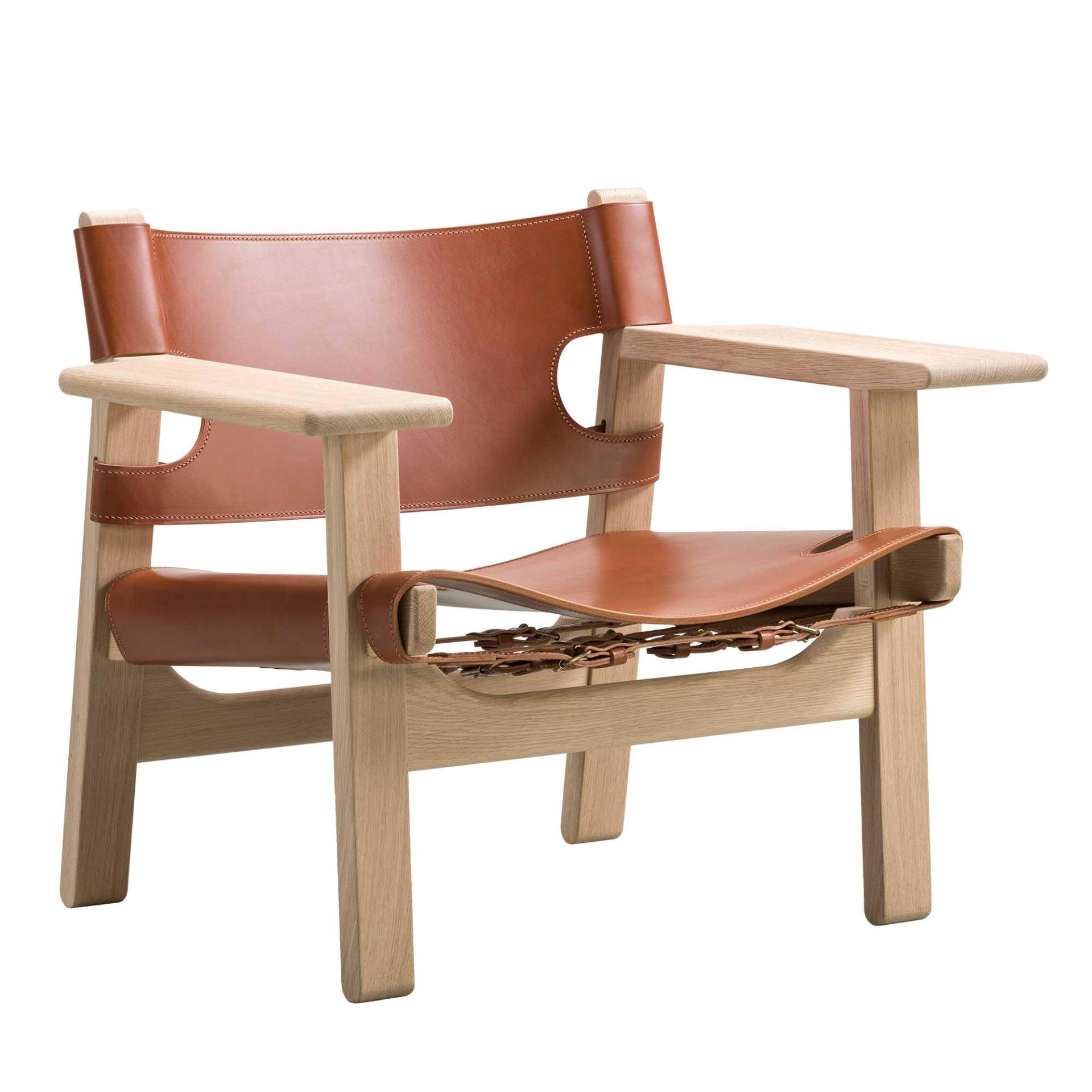 Fredericia - The Spanish Chair Sessel - cognac, eiche/hell geölt/Leder cognac/BxHxT 74x76x65,5cm von Fredericia