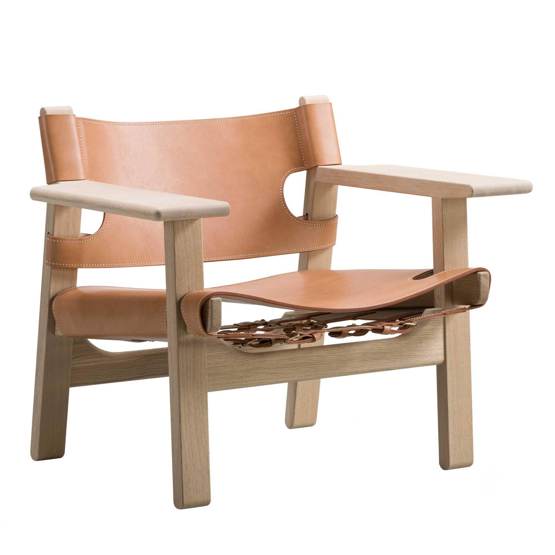 Fredericia - The Spanish Chair Sessel - natur, eiche/geseift/Leder Natur/BxHxT 82,5x67x60cm von Fredericia