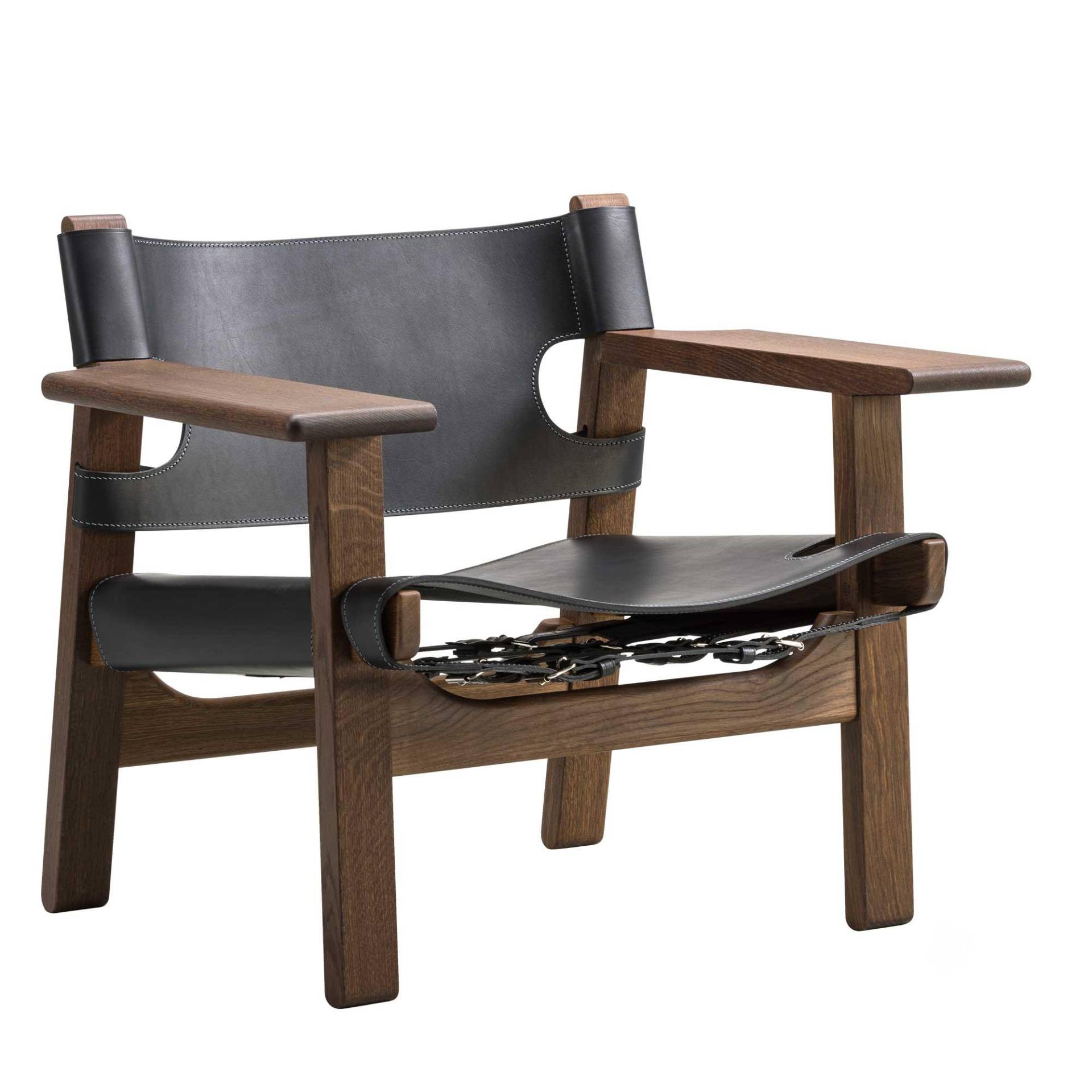 Fredericia - The Spanish Chair Sessel - schwarz, eiche/geräuchert/Leder schwarz/BxHxT 74x76x65,5cm von Fredericia