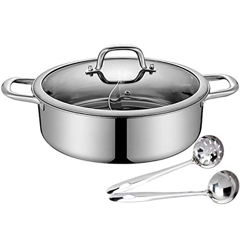 Edelstahl Dual Side Hot Pot, 32 cm Topf 2 Grid Kochtopf,Kochgeschirr Yuanyang Töpfe Geeignet für Induktionsherde, Gasherd, Halogenöfen von Frederimo