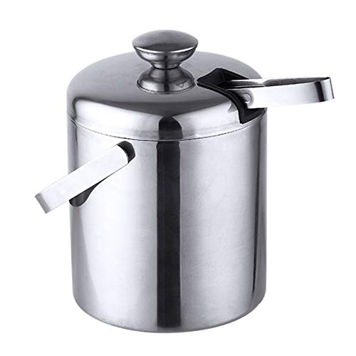 Eiswürfelbehälter mit Deckel, 1.3L Edelstahl Eiswürfeleimer Eiseimer Eiswürfel-Behälter mit Deckel und Zange für optimal gekühlte Eiswürfel und Getränke von Frederimo