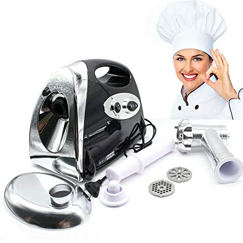 Elektrischer Fleischwolf 2800W, Wurstfüller Multi Küchenmaschine, 1.5Kg/Min, Wurstmacher mit 3 Mahlplatten und Wurstfüllrohren für Fleisch, Kebbe, Gemüse, Salat (Schwarz) von Frederimo