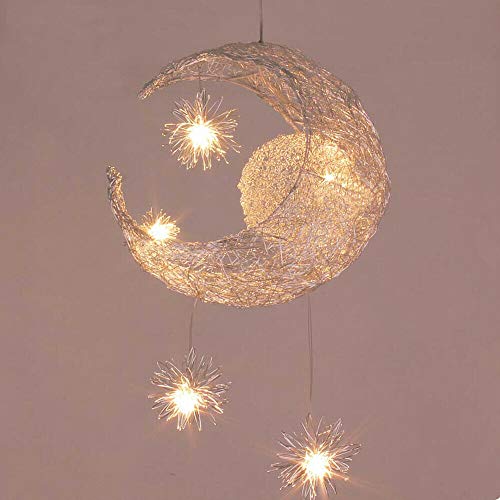 Frederimo LED Pendelleuchte, Deckenleuchte Fairy Lampe Pendelleuchten Mond und Sterne LED Kronleuchter Kinder Deckenleuchte für Kinder Schlafzimmer, 43x20x29cm von Frederimo