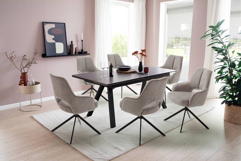 home24 Drehbarer Armlehnenstuhl Cercola 2er-Set 57 x 89 x 66cm Grau/Schlamm von home24