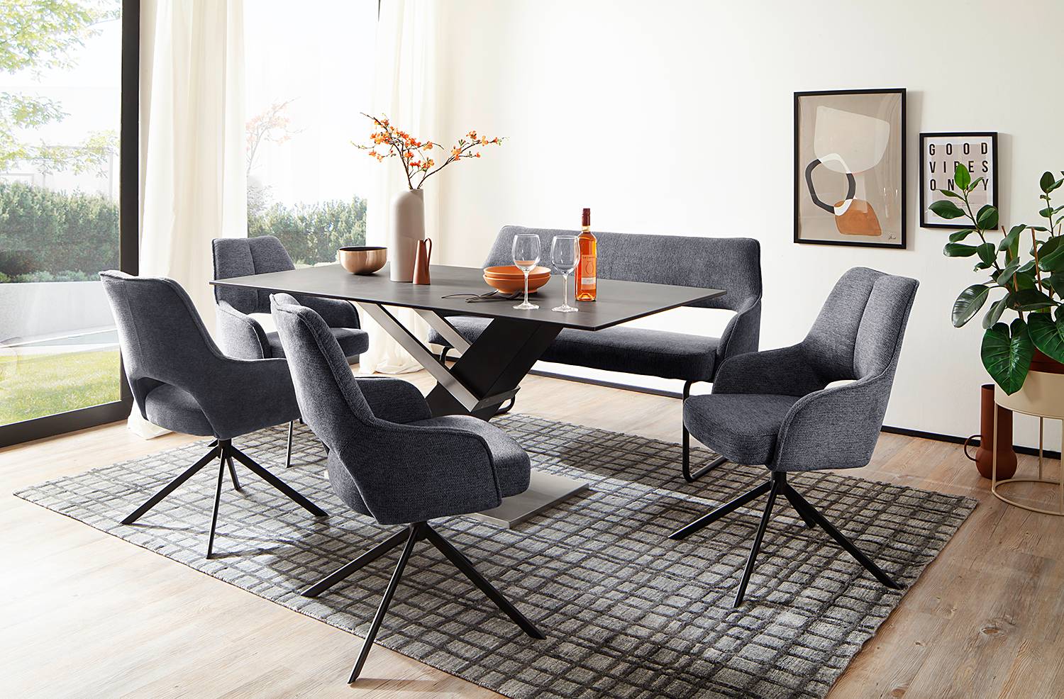 home24 Drehbarer Armlehnenstuhl Cercola 2er-Set 57 x 89 x 66cm Grau/Anthrazit home24 Drehbarer Armlehnenstuhl Cercola 2er-Set 57 x 89 x 66cm Grau/Anthrazit von home24
