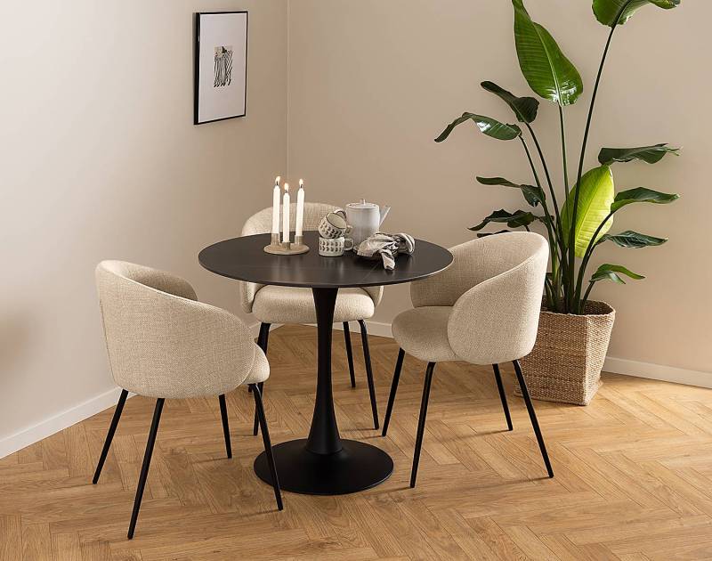 home24 Armlehnenstuhl Skallo 2er-Set 56 x 81 x 55cm Beige/Beige von home24