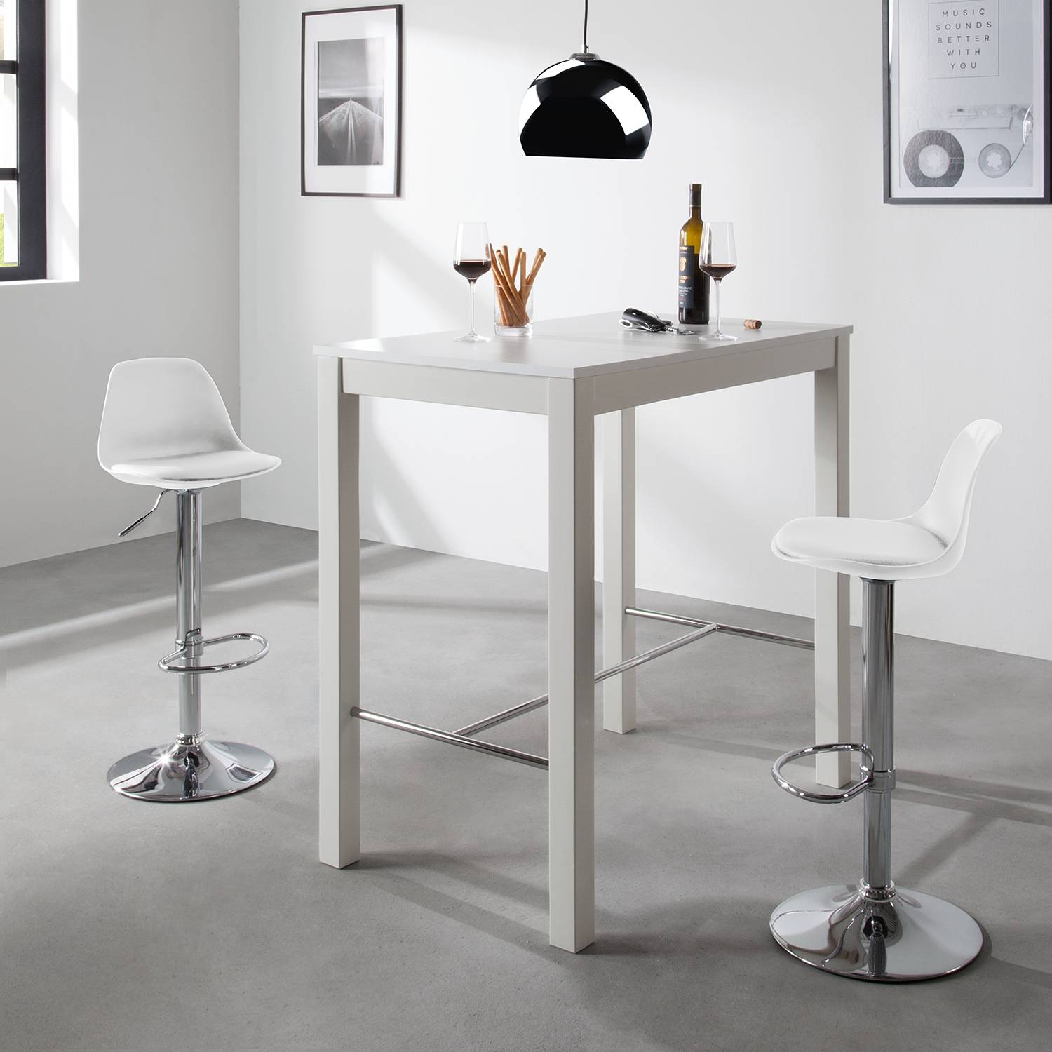 home24 Barstuhl Batya (2er-Set) 39 x 83 x 40cm Weiß von home24