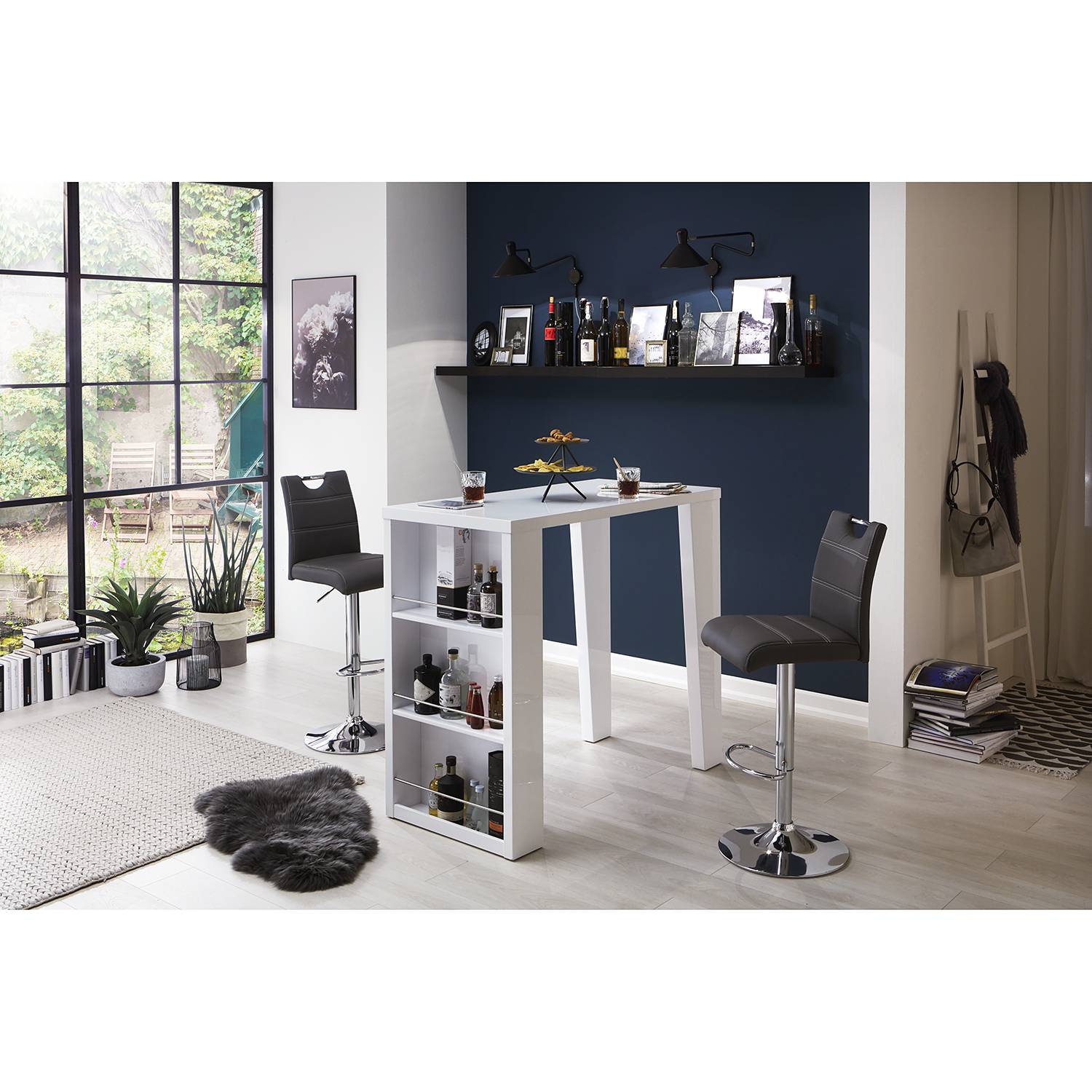 home24 Barstuhl Malte (2er-Set) 38 x 97 x 50cm Schwarz von home24
