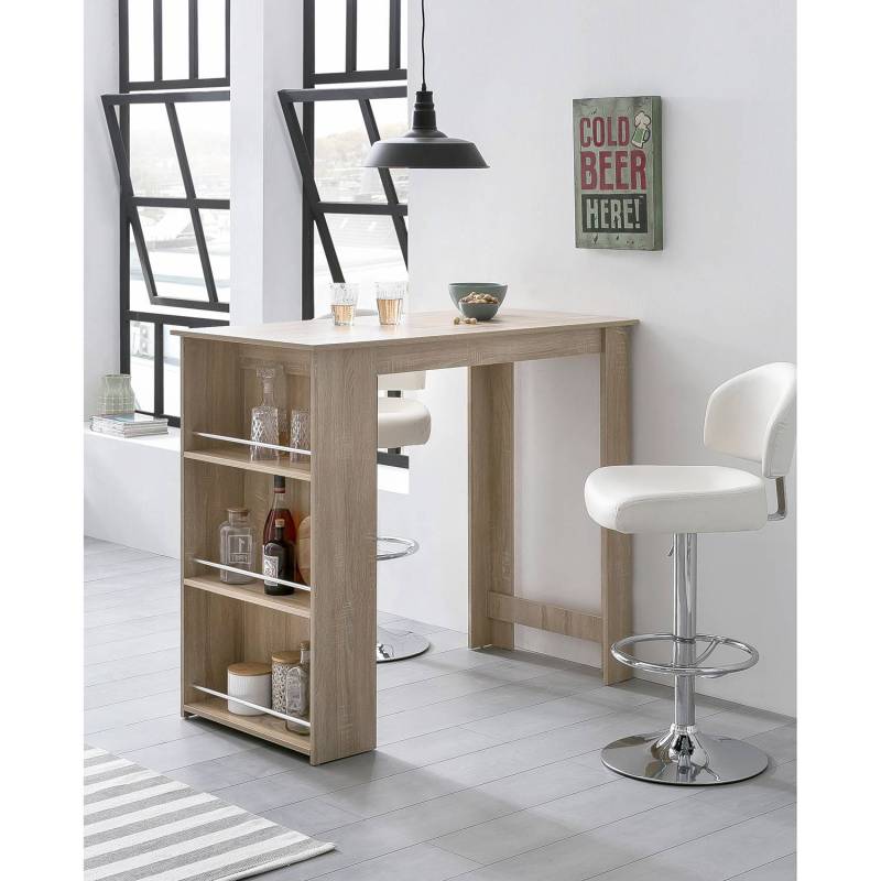 home24 Bartisch Coburn 120 x 108 x 60cm Braun/Eiche Sonoma Dekor von home24