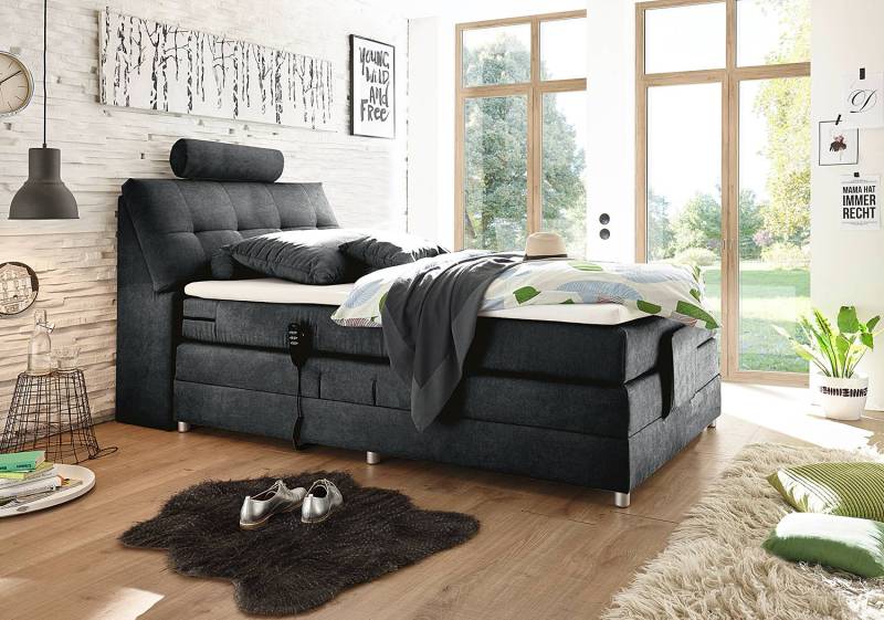 home24 Boxspringbett Neiras 120 x 200cm Material: Holzwerkstoff, Textil Grau/Graphit Komfortschaum von home24