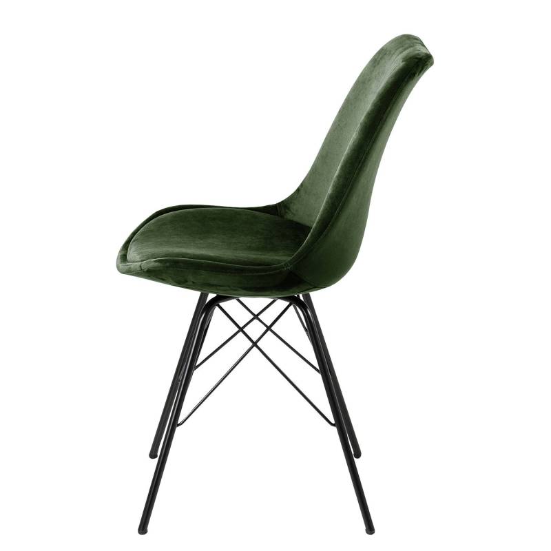home24 Polsterstuhl Bonito 2er-Set 49 x 86 x 54cm Samt Vilda: Dunkelgrün Grün/Olivgrün von home24