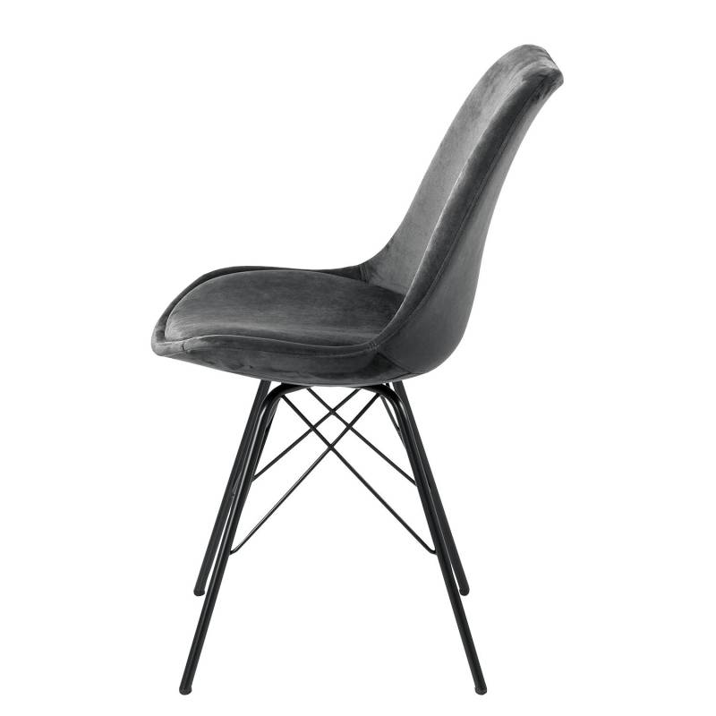 home24 Polsterstuhl Bonito 2er-Set 49 x 86 x 54cm Samt Vilda: Dunkelgrau Grau von home24