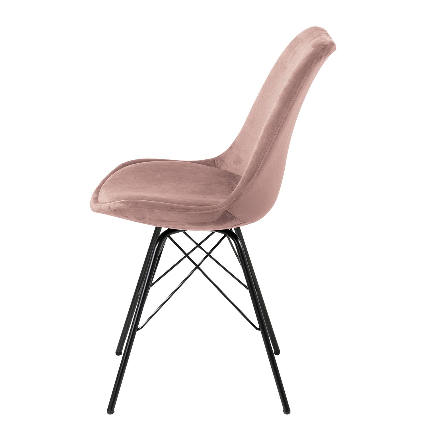 home24 Polsterstuhl Bonito 2er-Set 49 x 86 x 54cm Samt Vilda: Altrosa Pink von home24