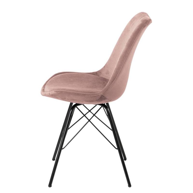 home24 Polsterstuhl Bonito 2er-Set 49 x 86 x 54cm Samt Vilda: Altrosa Pink von home24