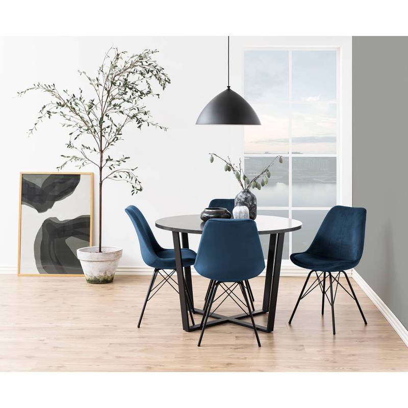 home24 Polsterstuhl Bonito 2er-Set 49 x 86 x 54cm Samt Vilda: Marineblau Blau von home24