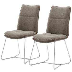 home24 Esszimmerstuhl Hesket 2er-Set 48 x 94 x 65cm Braun/Cappuccino Edelstahl von home24