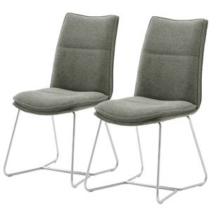 home24 Esszimmerstuhl Hesket 2er-Set 48 x 94 x 65cm Grün/Olivgrün Edelstahl von home24