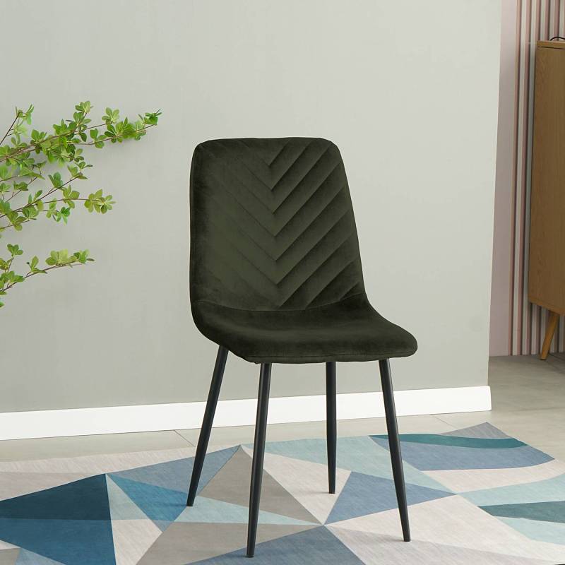 home24 Esszimmerstuhl Mompeo 2er-Set 54 x 88 x 44cm Grün/Olivgrün von home24