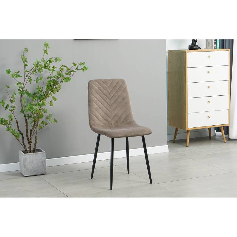 home24 Esszimmerstuhl Mompeo 2er-Set 54 x 88 x 44cm Braun/Taupe von home24