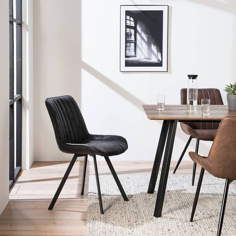 home24 Esszimmerstuhl Robe 2er-Set 52 x 84 x 60cm Schwarz von home24