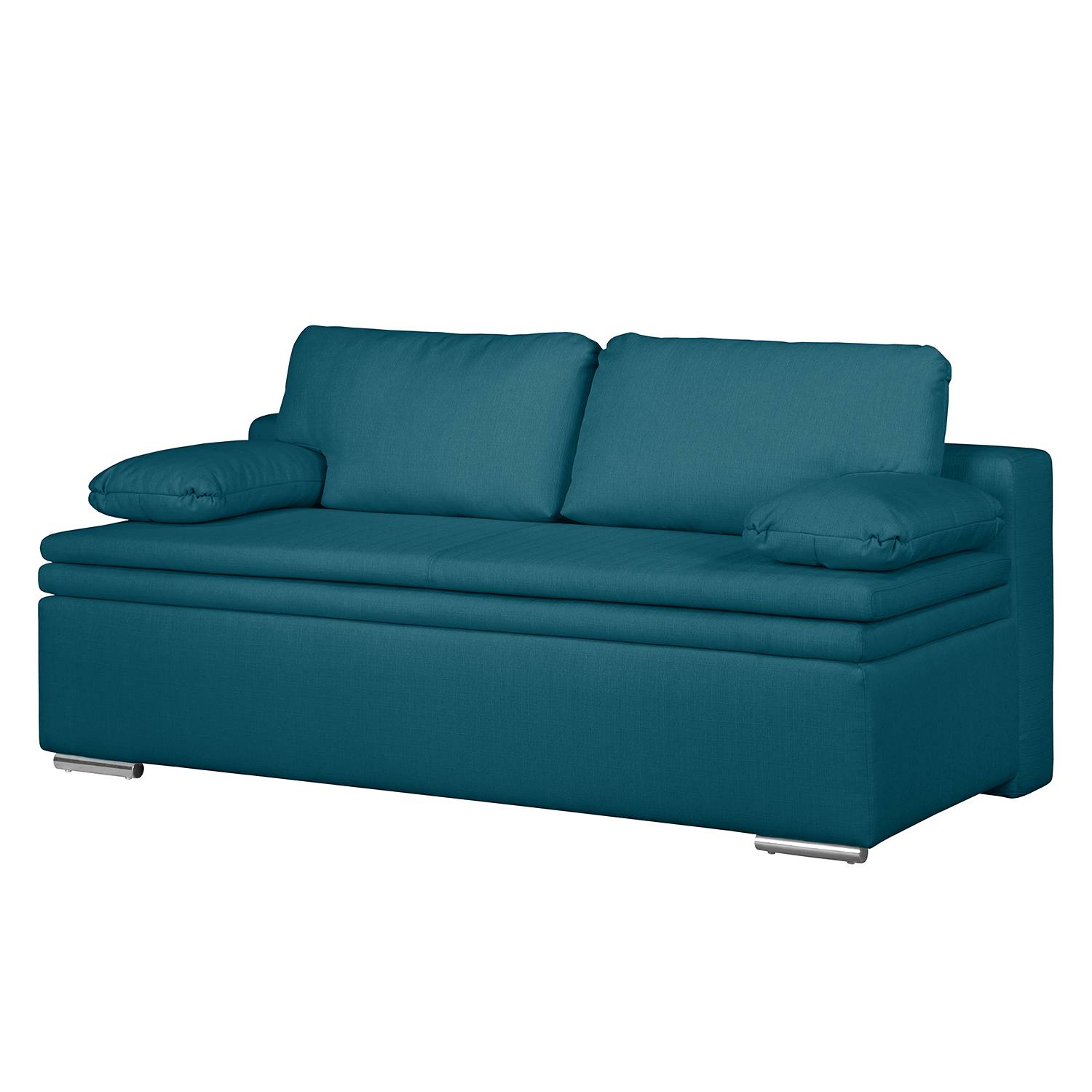 Fredriks Boxspring-Schlafsofa Goodlow Petrol Strukturstoff 205x76x100 cm mit Schlaffunktion von Fredriks