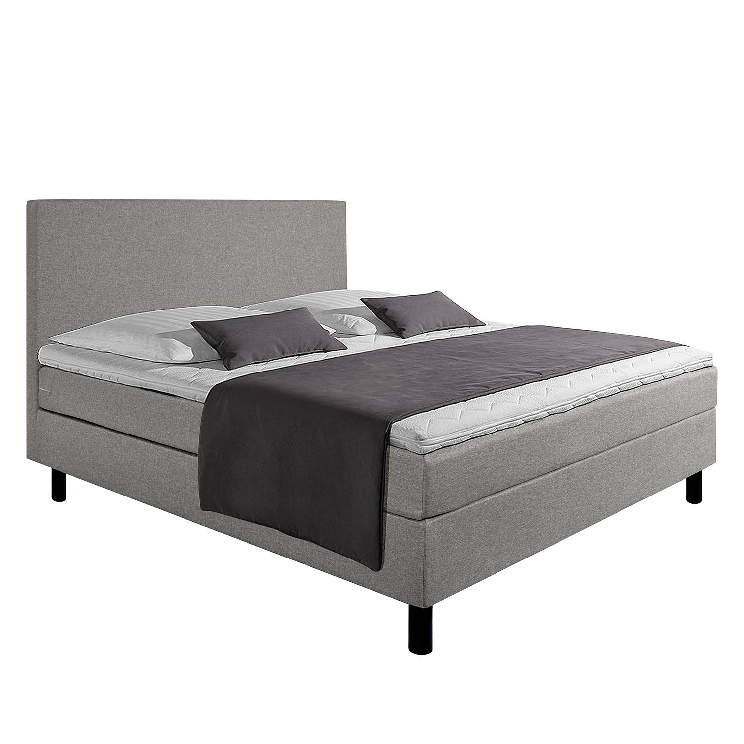 Fredriks Boxspringbett Joiselle 180x200 cm Webstoff Hellgrau mit Matratze/Kaltschaumtopper von Fredriks