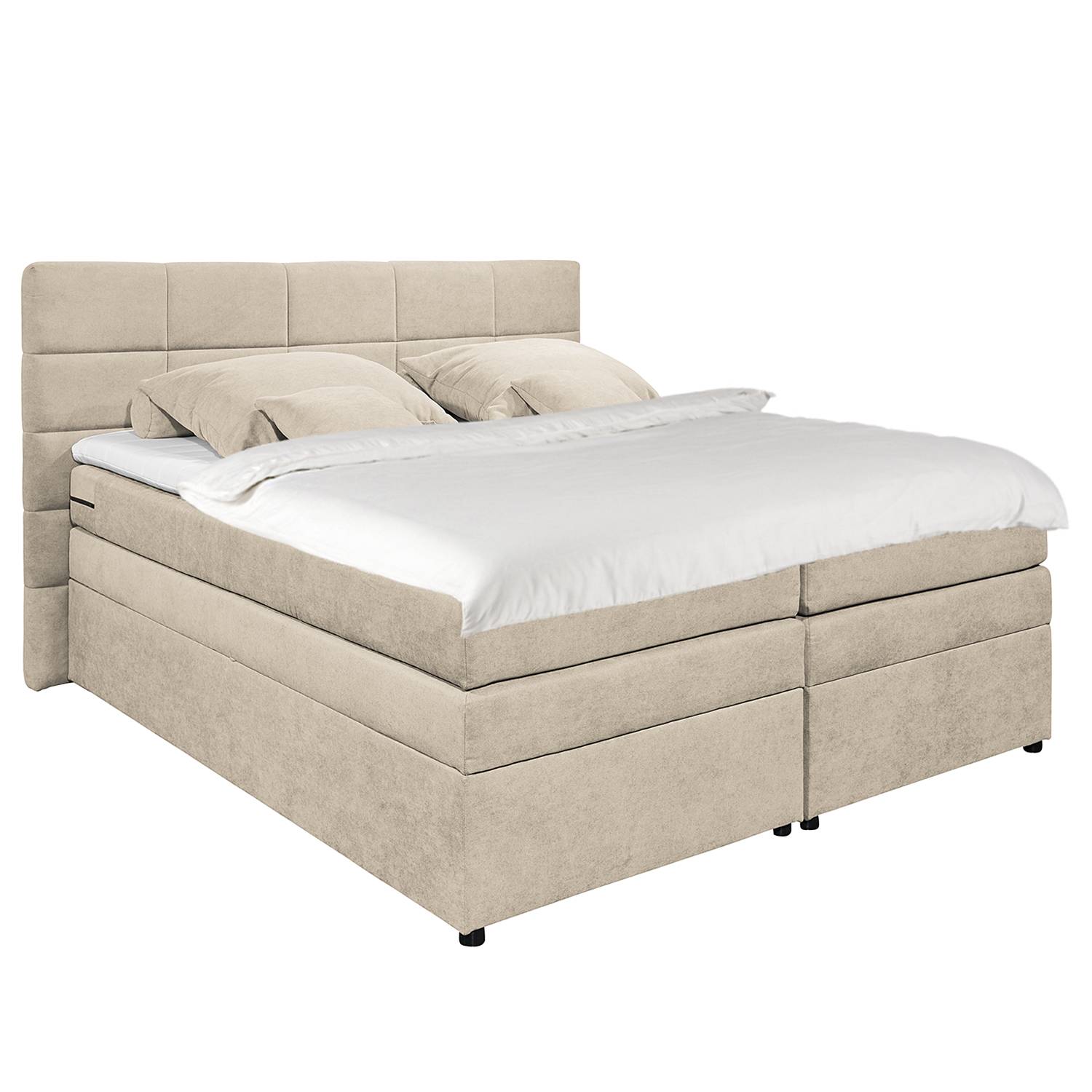 Fredriks Boxspringbett Poppel 180x200 cm Synthetikfaser Sand mit Matratze/Viscoschaumtopper von Fredriks