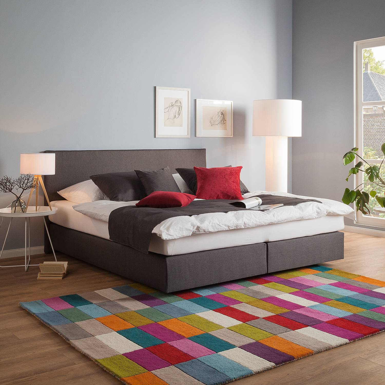 Fredriks Boxspringbett Ramona VII 140x200 cm Strukturstoff Anthrazit mit Matratze/Kaltschaumtopper Modern von Fredriks