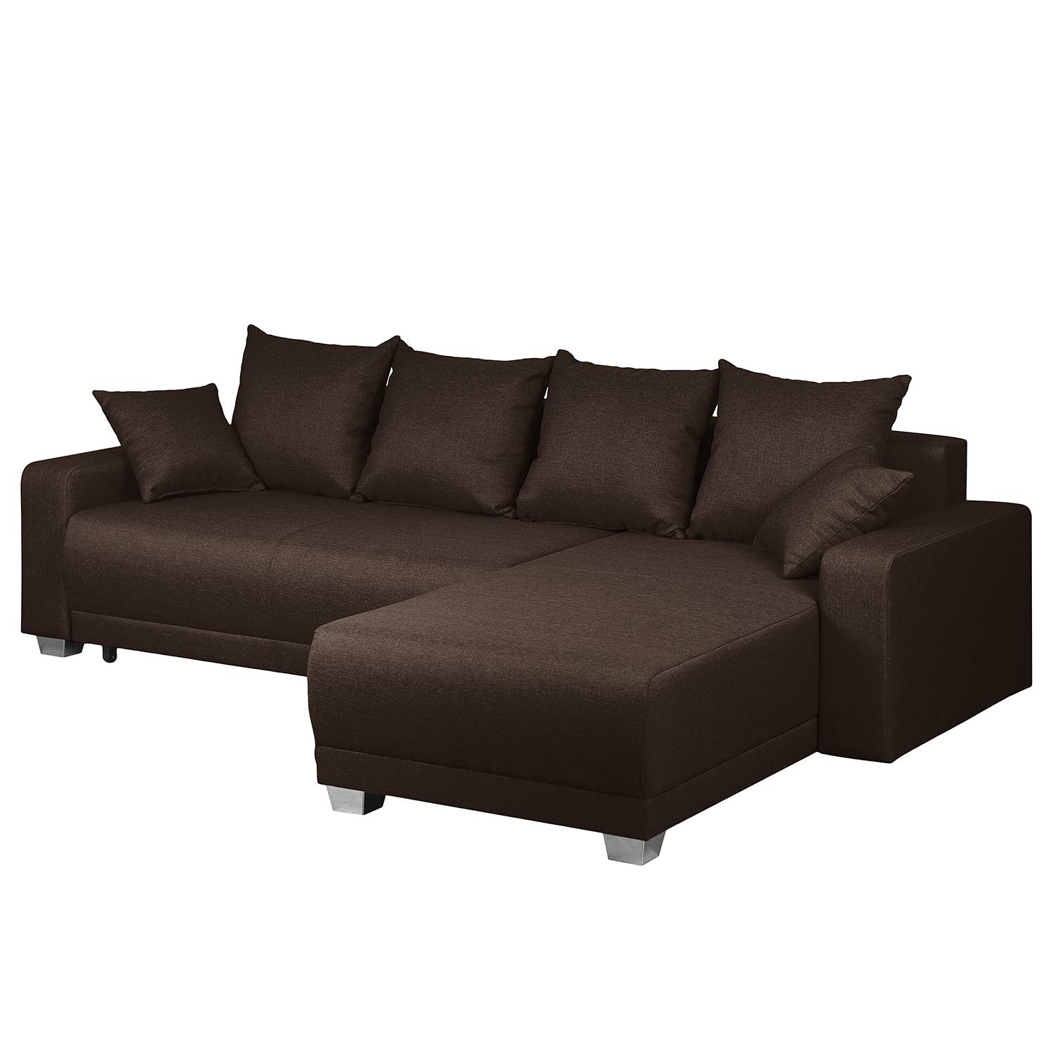 Fredriks Ecksofa Alstrup Dunkelbraun Webstoff 255x83x182 cm mit Schlaffunktion und Bettkasten von Fredriks