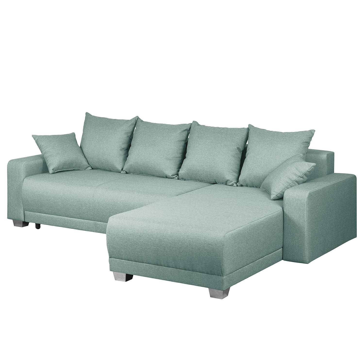 Fredriks Ecksofa Alstrup Mintgrau Webstoff 255x83x182 cm mit Schlaffunktion und Bettkasten von Fredriks