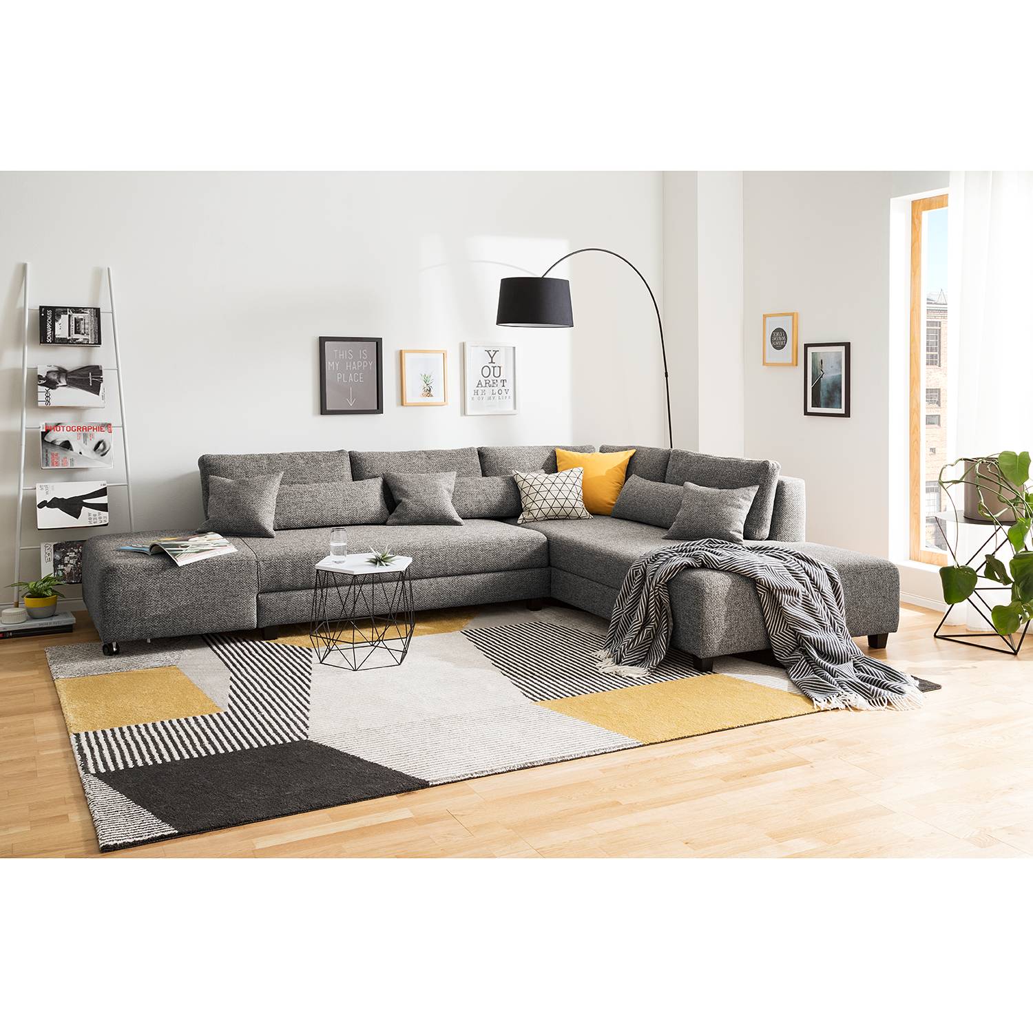 Fredriks Ecksofa Apex Haselnuß Webstoff 305x82x221 cm mit Schlaffunktion von Fredriks