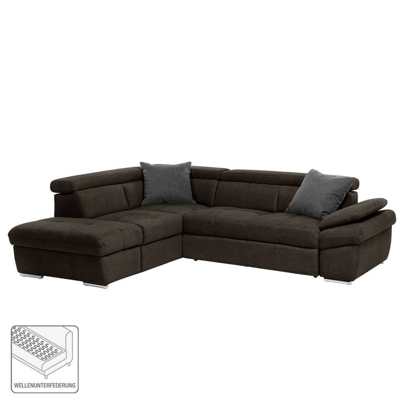 Fredriks Ecksofa Barvas I Dunkelgrau Strukturstoff 217x78x265 cm mit Schlaffunktion und Bettkasten von Fredriks