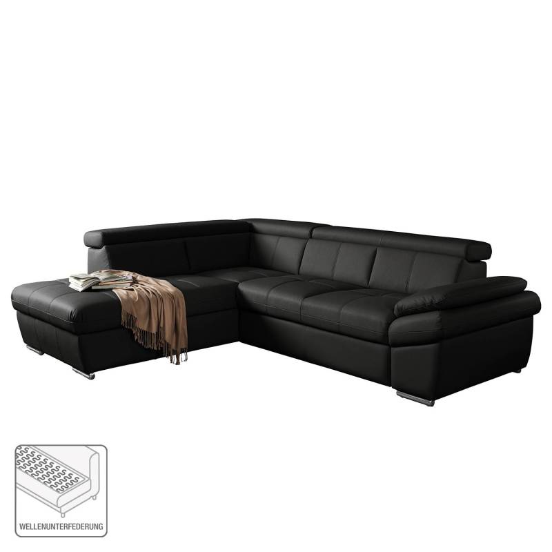 Fredriks Ecksofa Barvas II Schwarz Kunstleder 217x78x265 cm (BxHxT) Modern von Fredriks