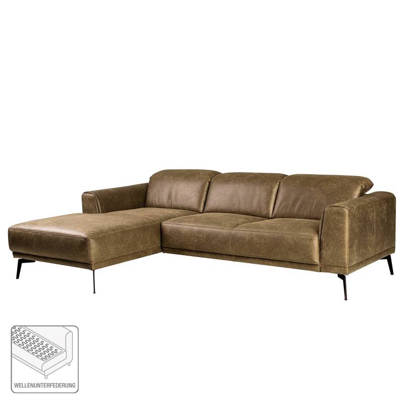 home24 Ecksofa Basin II Braun/Kokosnuss Braun Kunstleder 255 x 95 x 179cm Longchair davorstehend links Modern von home24