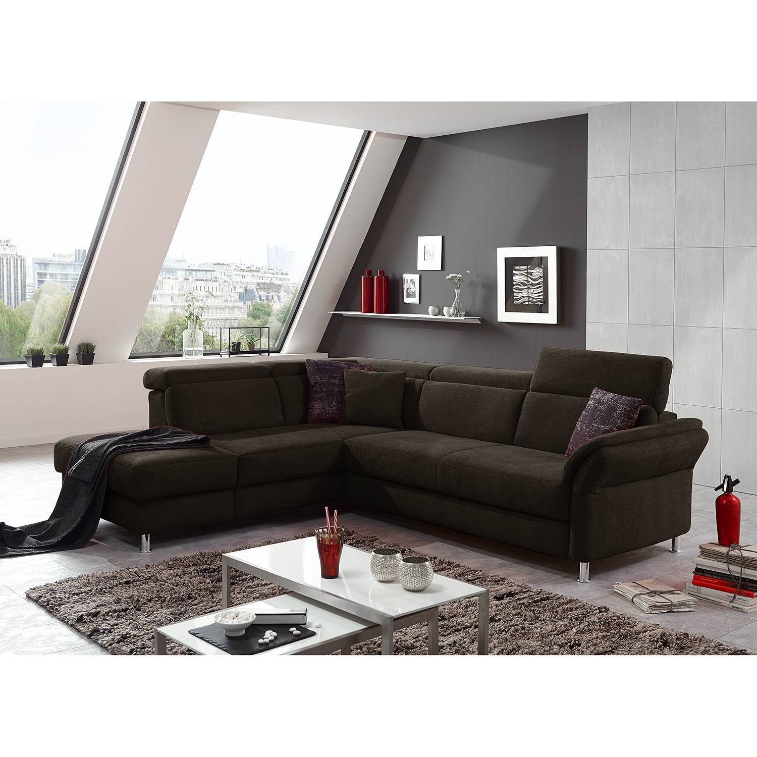 Fredriks Ecksofa Calang Espresso Webstoff 267x97x228 cm (BxHxT) mit Schlaffunktion/Bettkasten Modern von sit&more