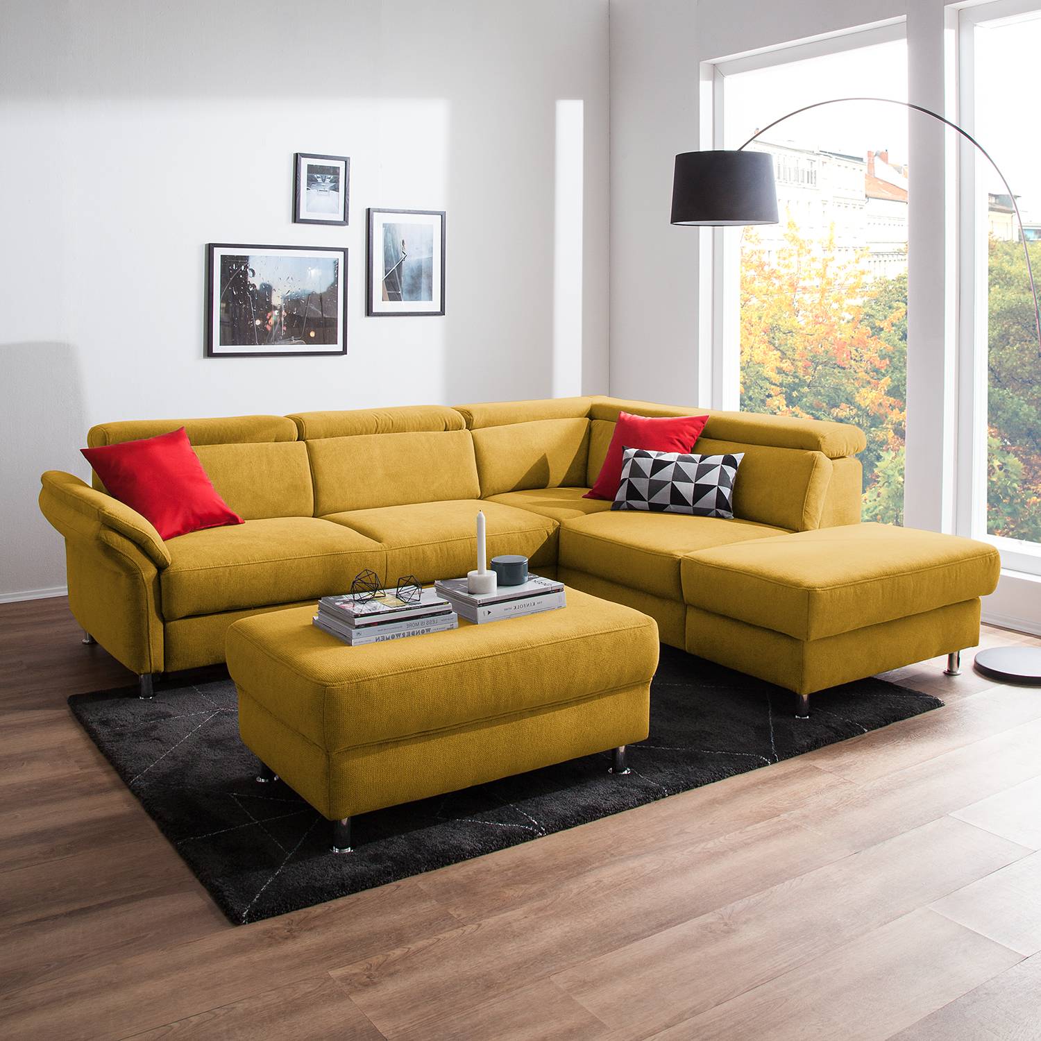 Fredriks Ecksofa Calang Safrangelb Webstoff 267x97x228 cm (BxHxT) mit Schlaffunktion/Bettkasten Modern von sit&more