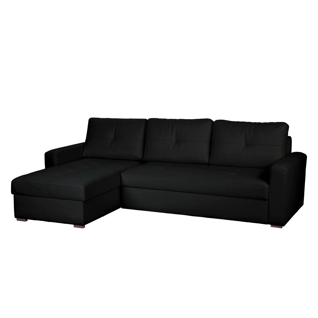 Fredriks Ecksofa Cavolo 2-Sitzer Schwarz Kunstleder 262x90x163 cm (BxHxT) mit Schlaffunktion/Bettkasten Modern von Fredriks