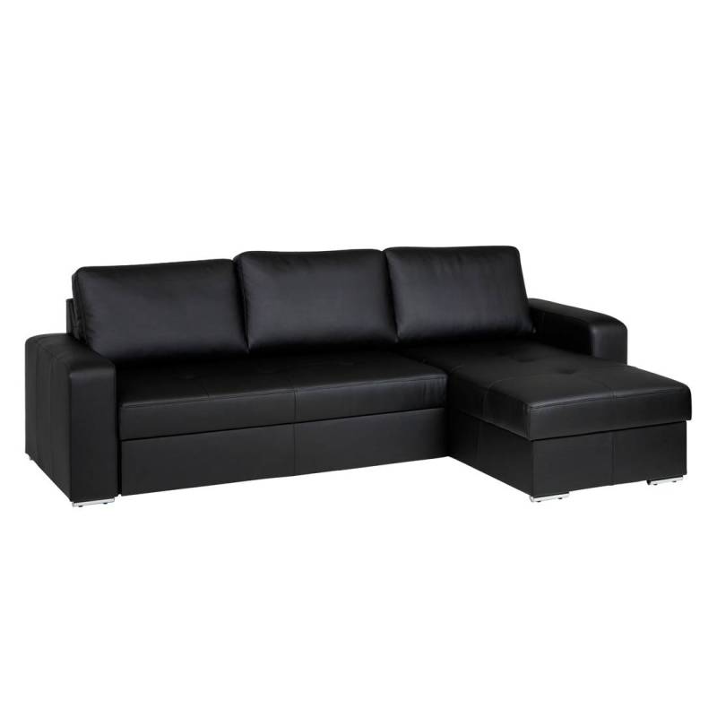 Fredriks Ecksofa Gigilio 2-Sitzer Schwarz Kunstleder 270x90x163 cm (BxHxT) mit Schlaffunktion/Bettkasten Modern von Fredriks