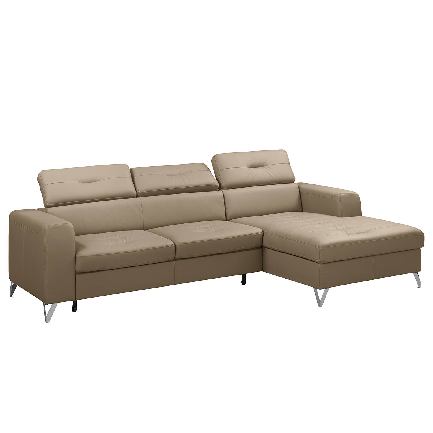 Fredriks Ecksofa Lucena Taupe Echtleder 255x75x179 cm mit Schlaffunktion und Bettkasten von Fredriks