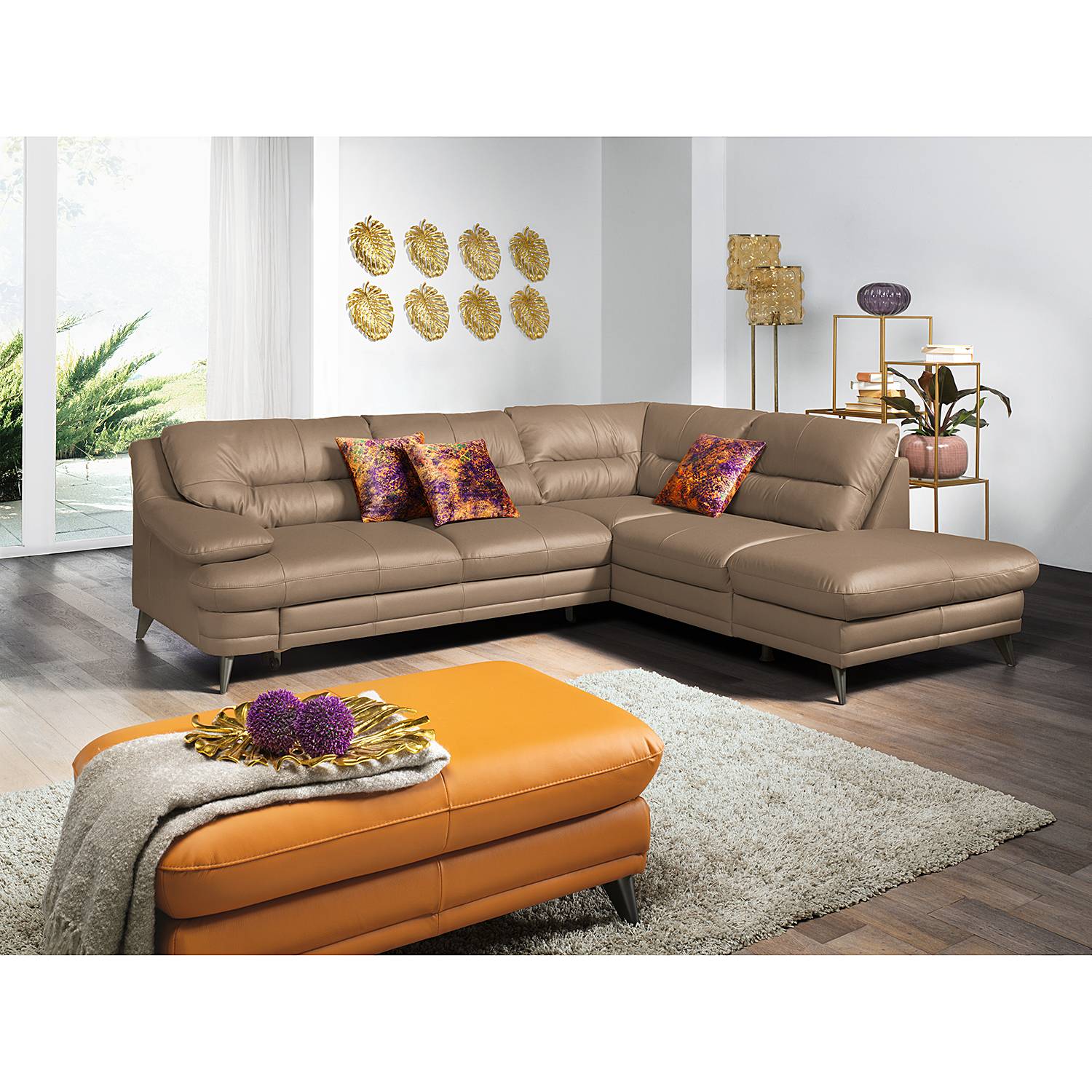 Fredriks Ecksofa Lutz II Cubanit Echtleder 263x87x224 cm mit Schlaffunktion und Bettkasten von Fredriks