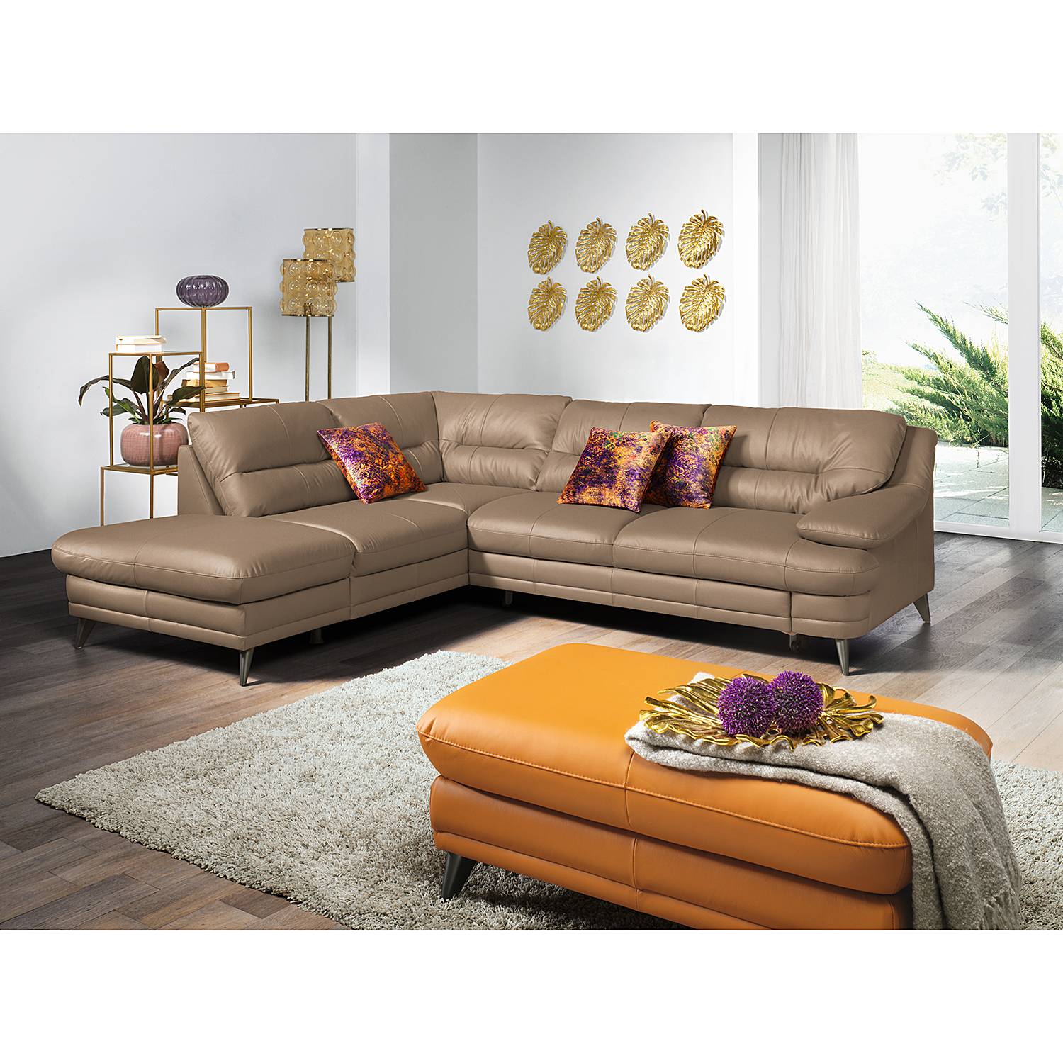 Fredriks Ecksofa Lutz II Cubanit Echtleder 263x87x224 cm mit Schlaffunktion und Bettkasten von Fredriks