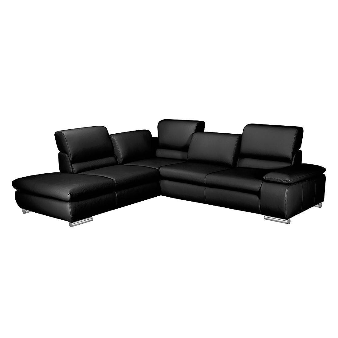 Fredriks Ecksofa Masca I 2,5-Sitzer Schwarz Echtleder 273x78x235 cm (BxHxT) mit Schlaffunktion Modern von Fredriks