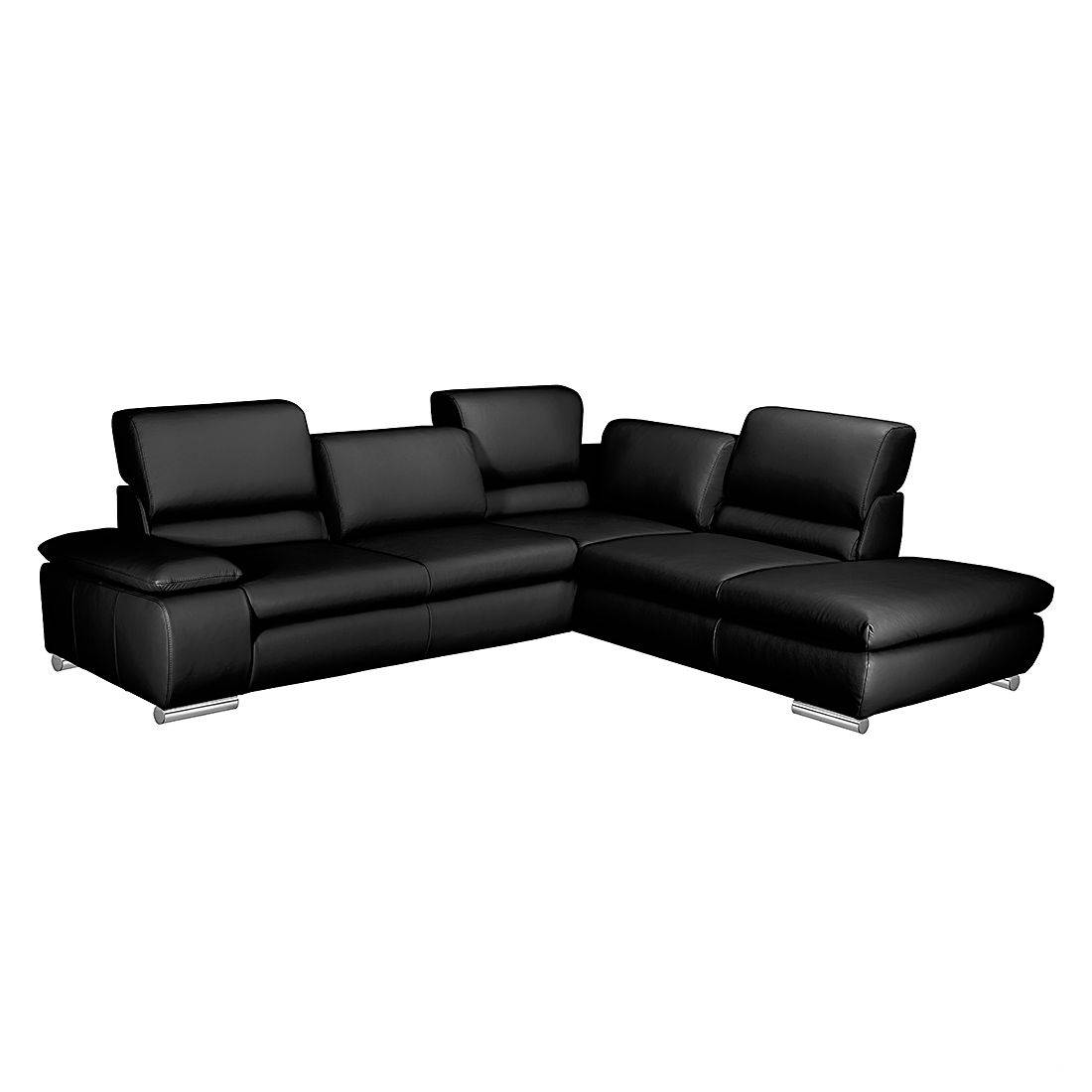 Fredriks Ecksofa Masca I 2,5-Sitzer Schwarz Echtleder 273x78x235 cm (BxHxT) mit Schlaffunktion Modern von Fredriks