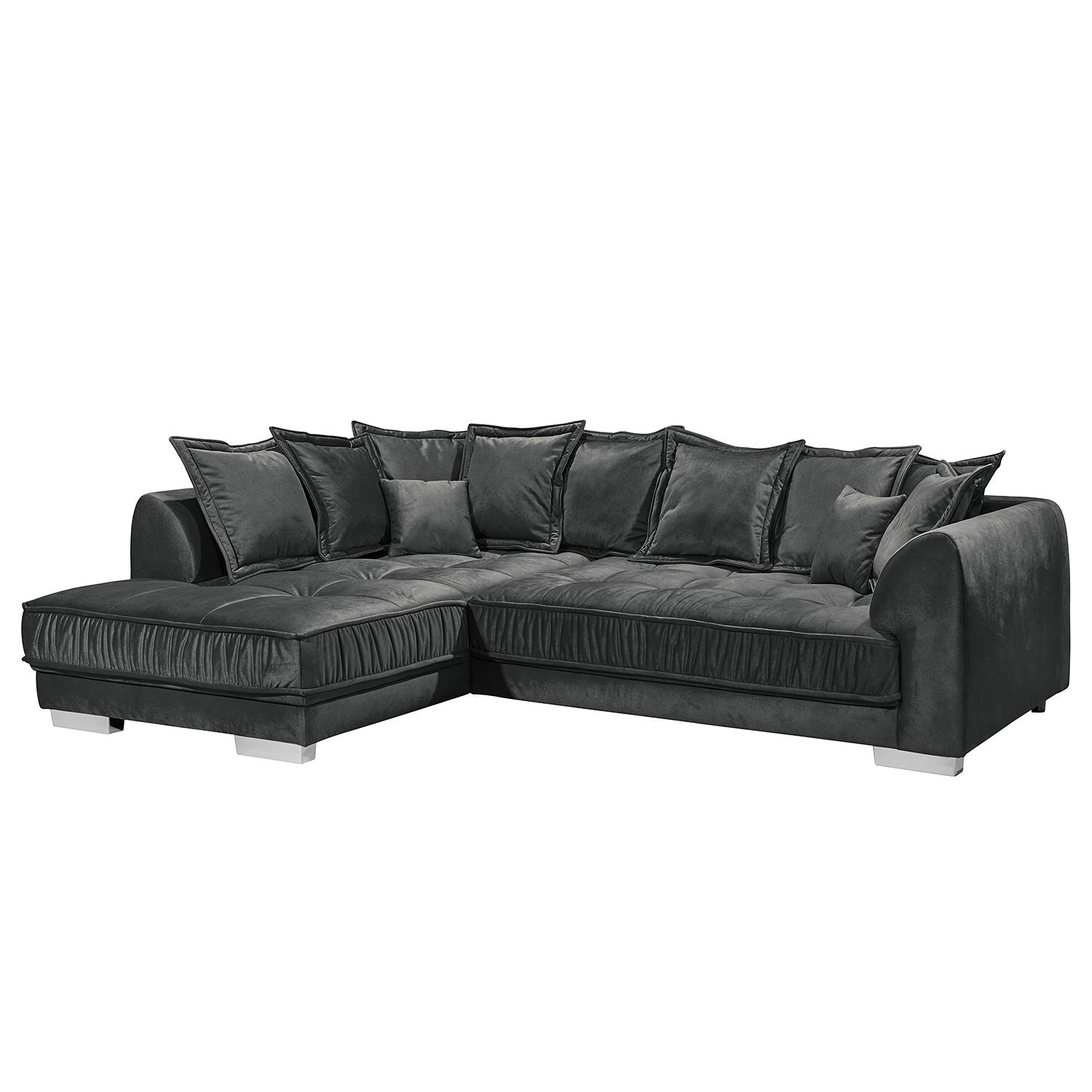 Fredriks Ecksofa Mazan Dunkelgrau Samt 308x90x192 cm von Fredriks