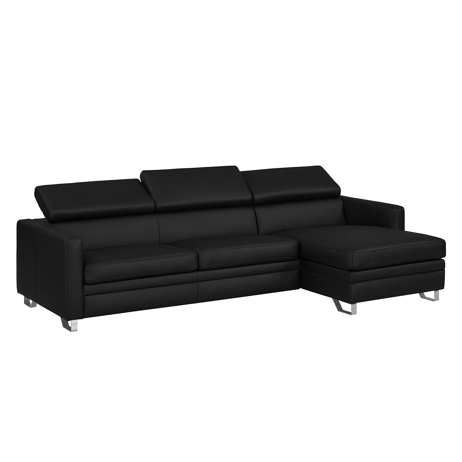 Fredriks Ecksofa Menfi II Schwarz Echtleder 250x70x156 cm (BxHxT) Modern von Fredriks