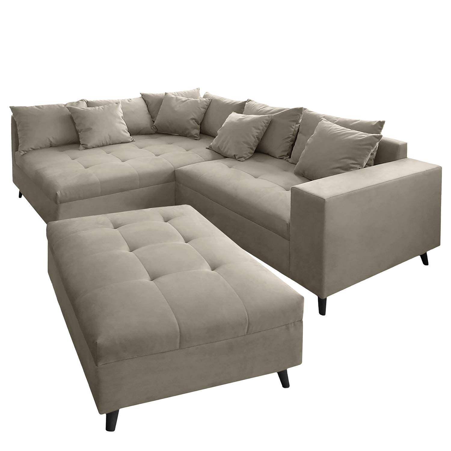 Fredriks Ecksofa Pruno II Grau Flachgewebe 247x80x174 cm mit Hocker von Fredriks