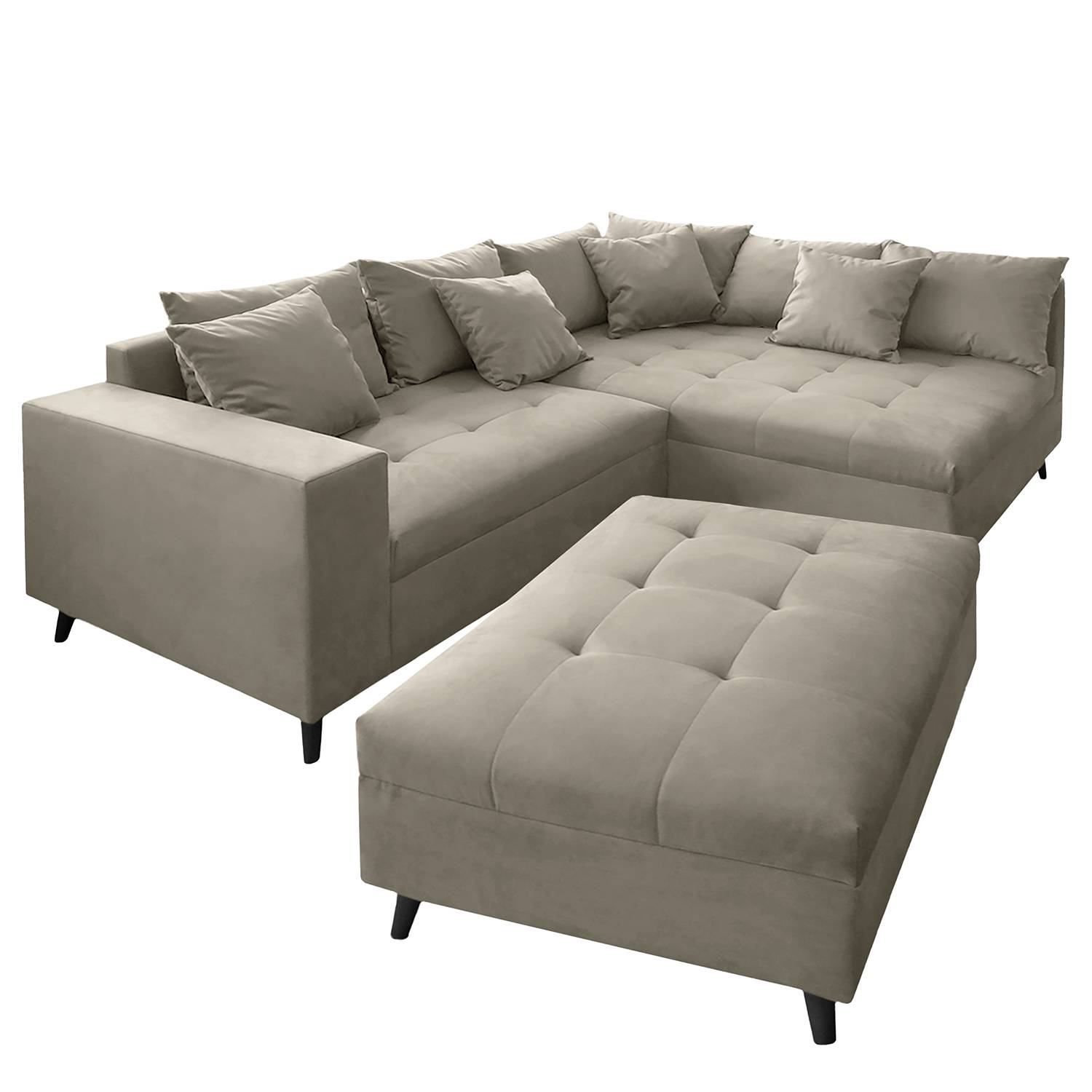 Fredriks Ecksofa Pruno II Grau Flachgewebe 247x80x174 cm mit Hocker von Fredriks