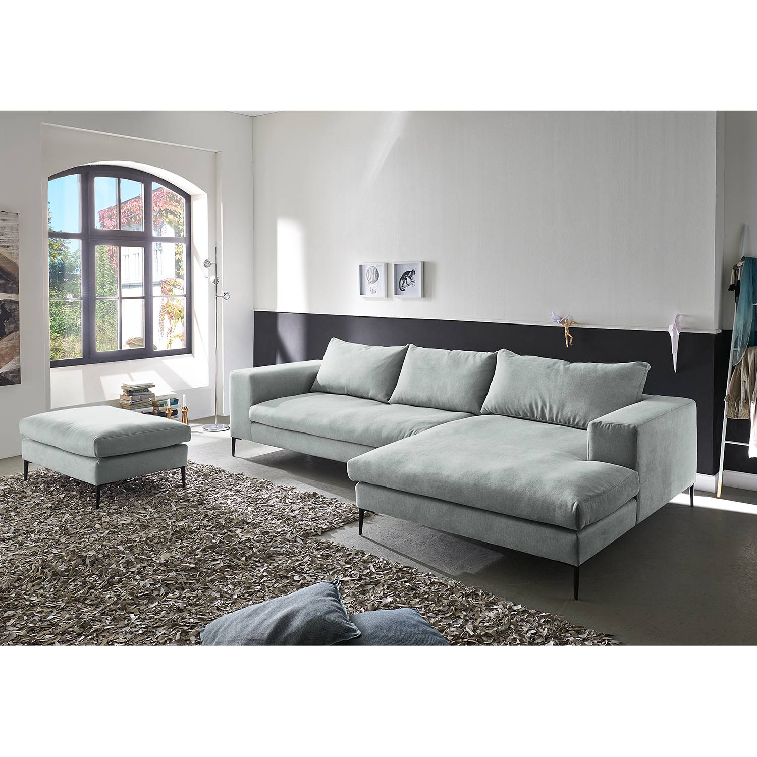 Fredriks Ecksofa Streaky Bay Platingrau Microfaser 325x88x170 cm von Studio Copenhagen